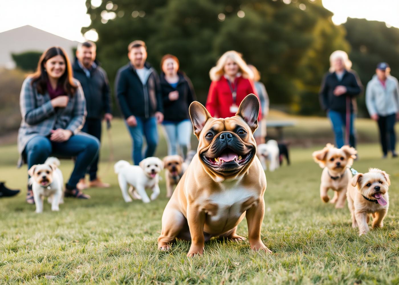 A French Bulldog and small dogs at a Cape Town community meetup